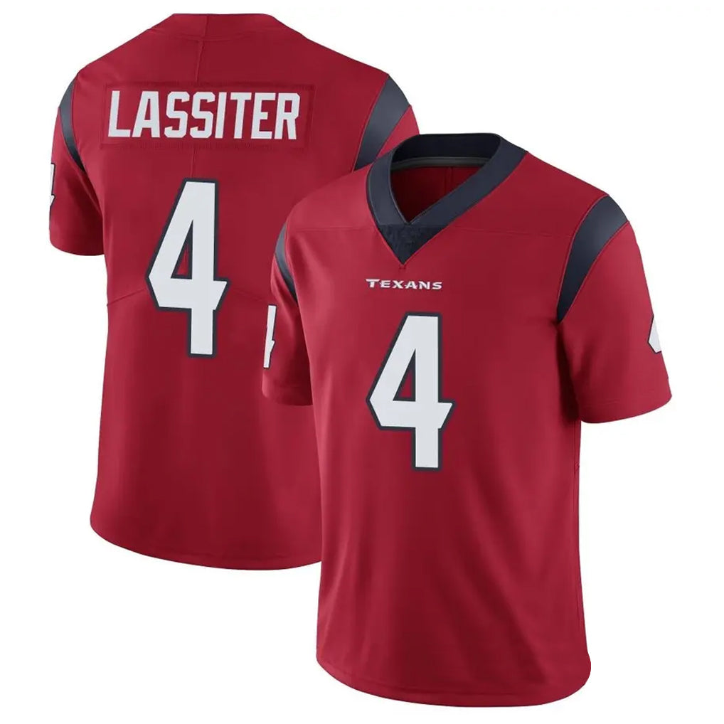 Custom #4 Red HOU Football Shirt Top