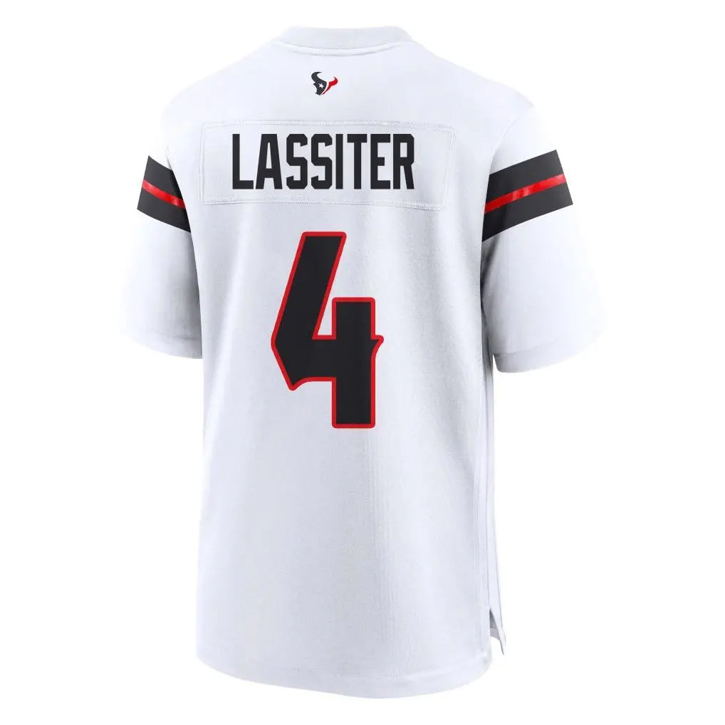 Custom #4 White HOU Football Shirt Top