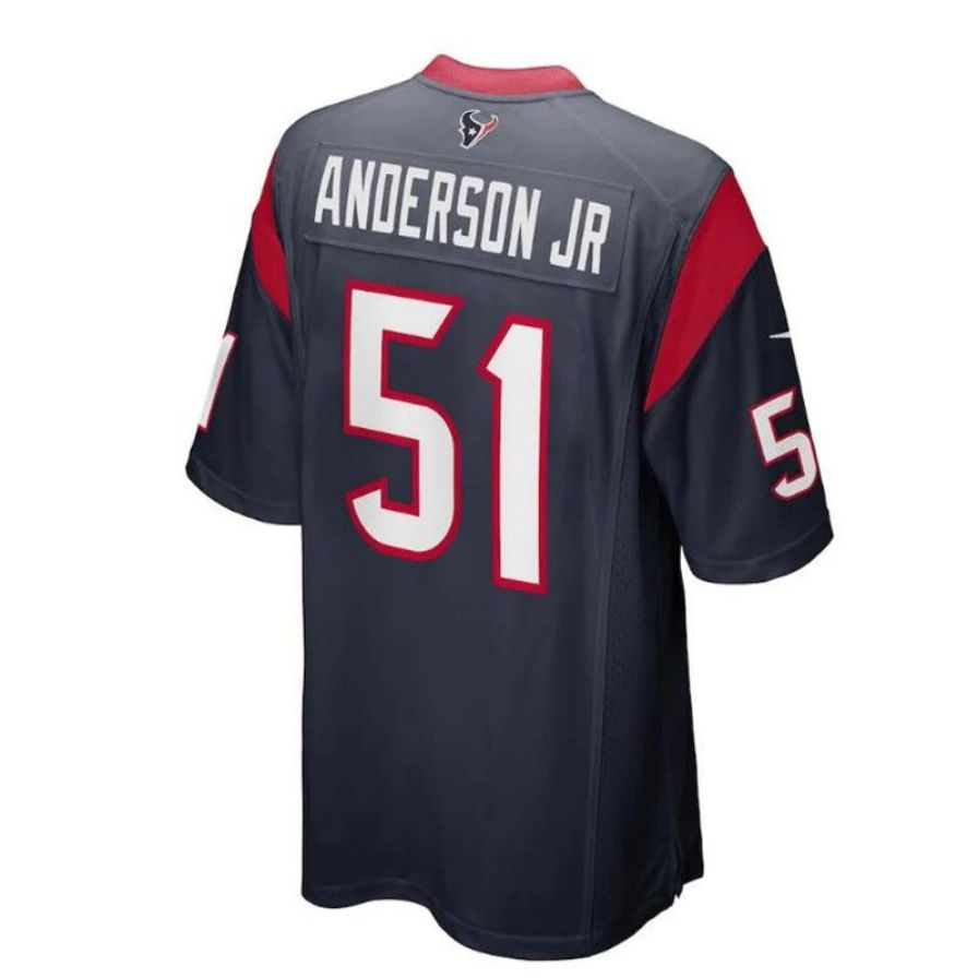 Custom #51 Navy HOU Football Shirt Top
