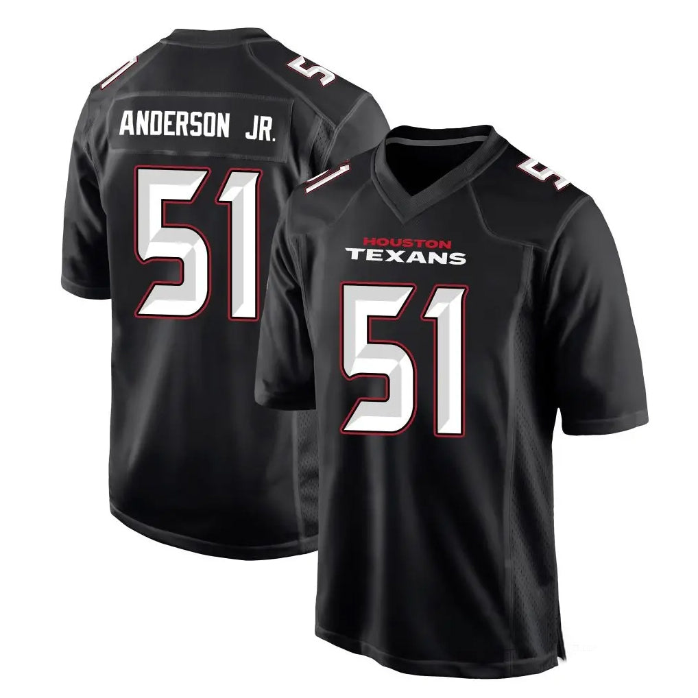Custom #51 Black HOU Football Shirt Top