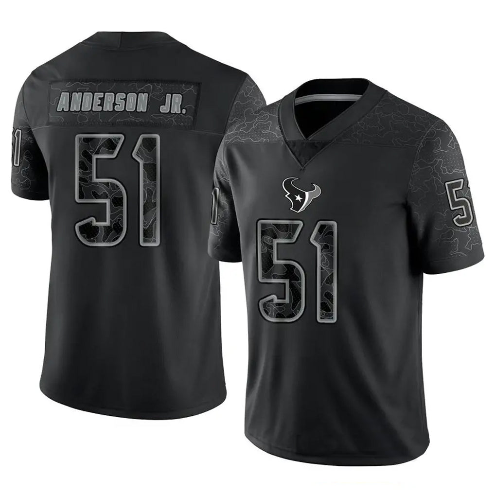 Custom #51 Black HOU Football Shirt Top