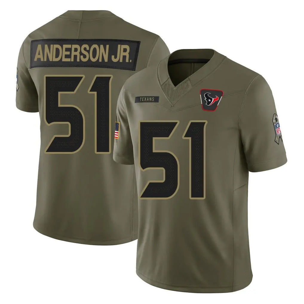 Custom #51 Olive HOU Football Shirt Top