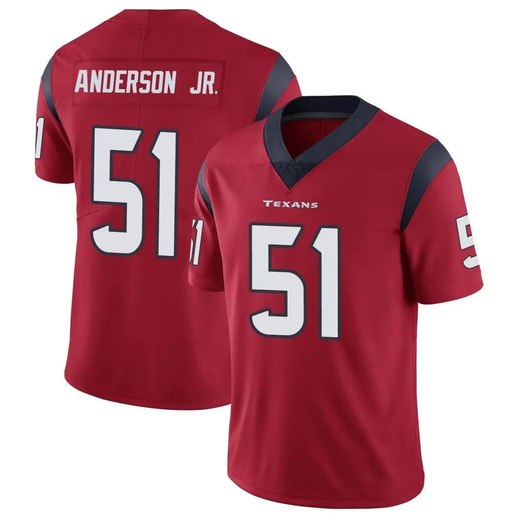 Custom #51 Red HOU Football Shirt Top
