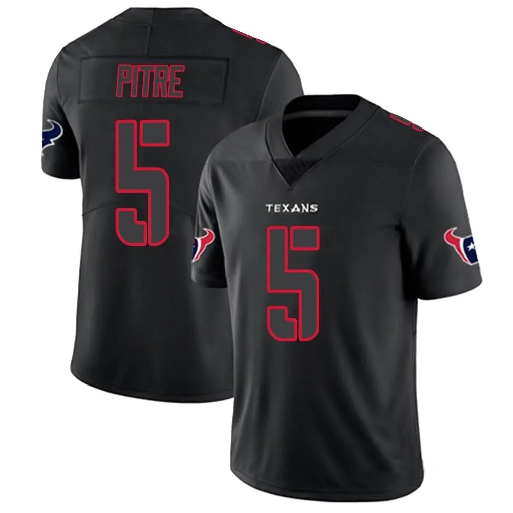Custom #5 Black HOU Football Shirt Top