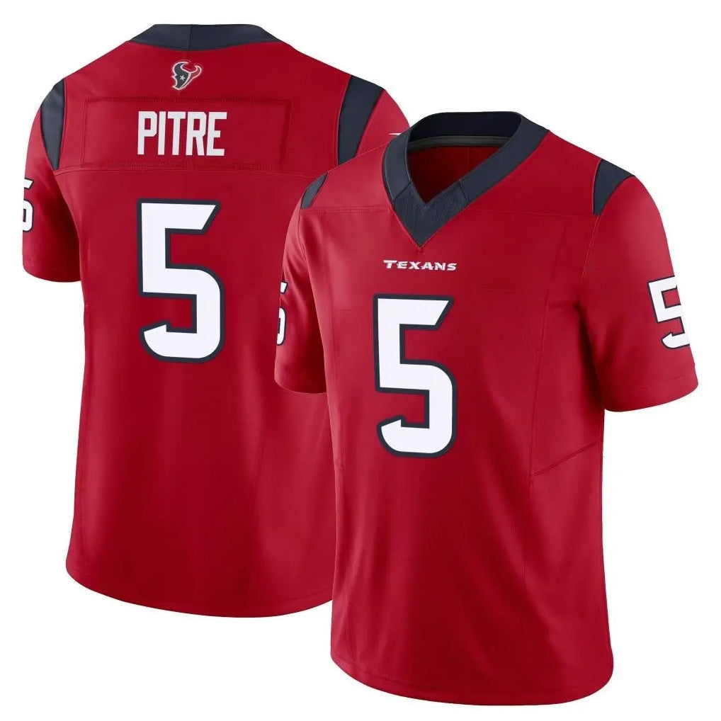 Custom #5 Red HOU Football Shirt Top