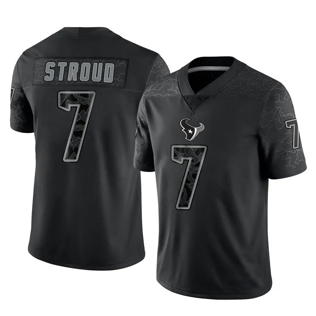 Custom #7 Black HOU Football Shirt Top