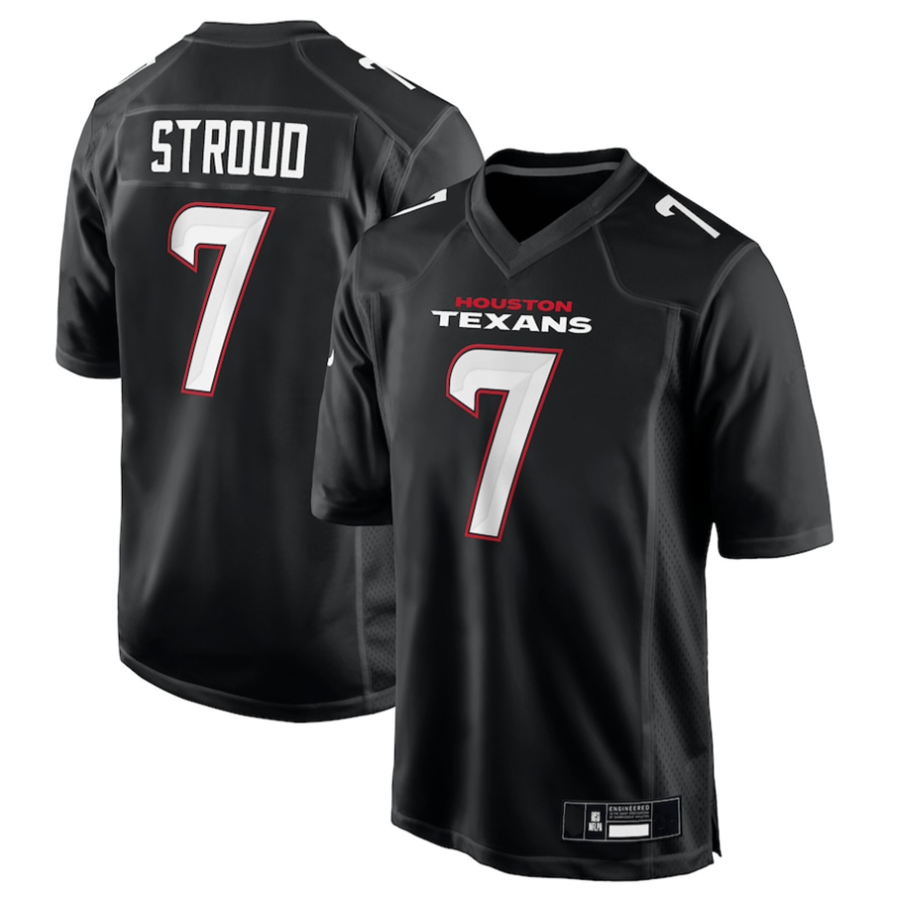 Custom #7 Carbon Black HOU Football Shirt Top