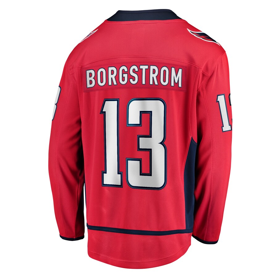W.Capitals #13 Henrik Borgstrom Supporters Branded Home Breakaway Player Jersey Red Stitched American Hockey Jerseys