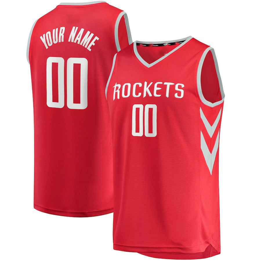 Custom H.Rockets Supporters Branded Fast Break Replica Jersey Red Icon Edition Stitched Basketball Jersey
