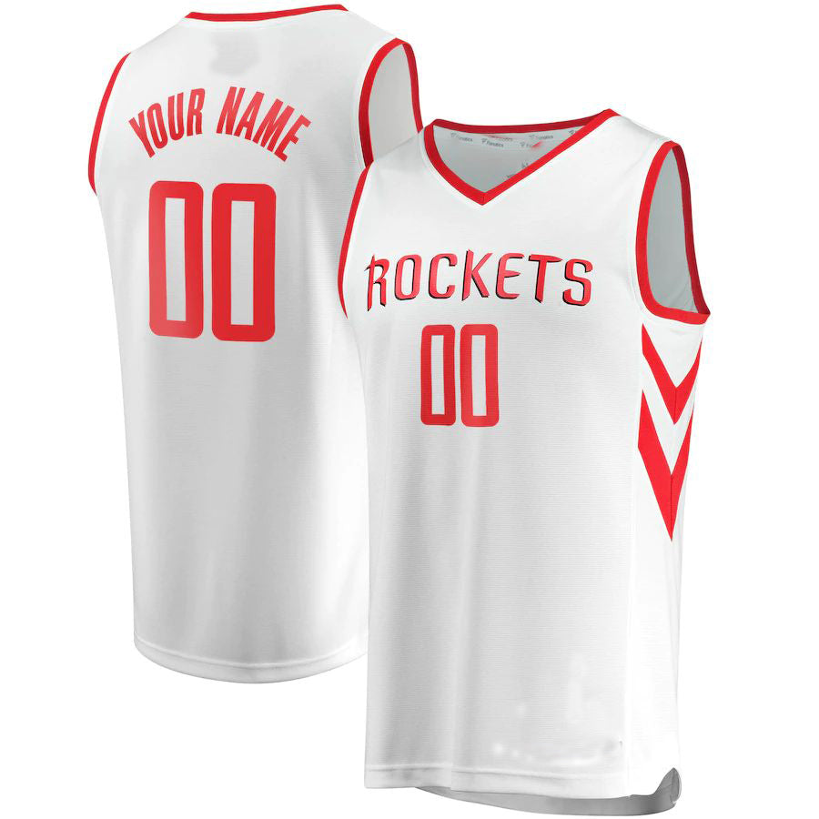 Custom H.Rockets Supporters Branded Fast Break Replica Jersey White  Association Edition Stitched Basketball Jersey