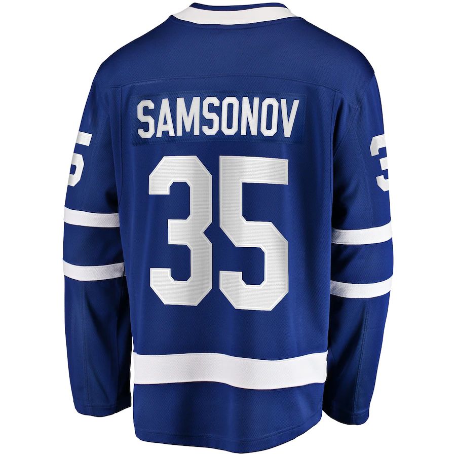 T.Maple Leafs #35 Ilya Samsonov Supporters Branded Home Breakaway Player Jersey Blue Stitched American Hockey Jerseys