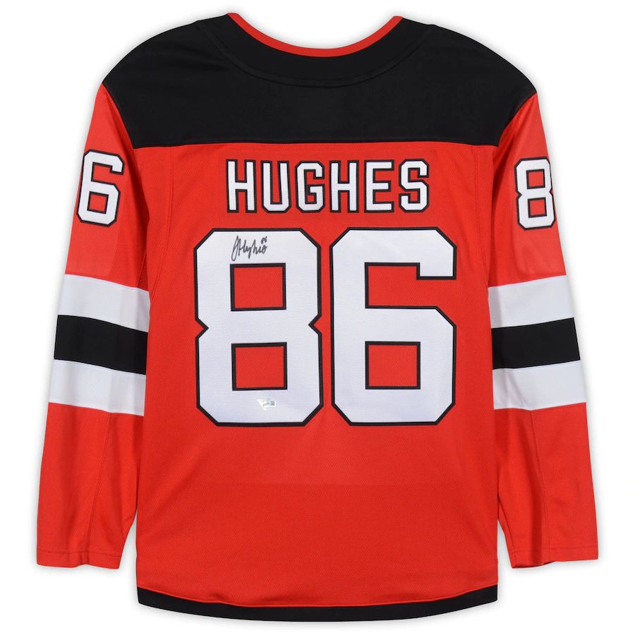NJ.Devils #86 Jack Hughes Supporters Authentic Autographed Breakaway Jersey Red Stitched American Hockey Jerseys