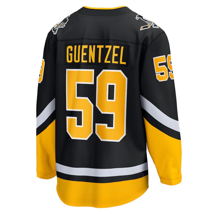 P.Penguins #59 Jake Guentzel Supporters Branded 2021-22 Alternate Premier Breakaway Player Jersey Black Stitched American Hockey Jerseys