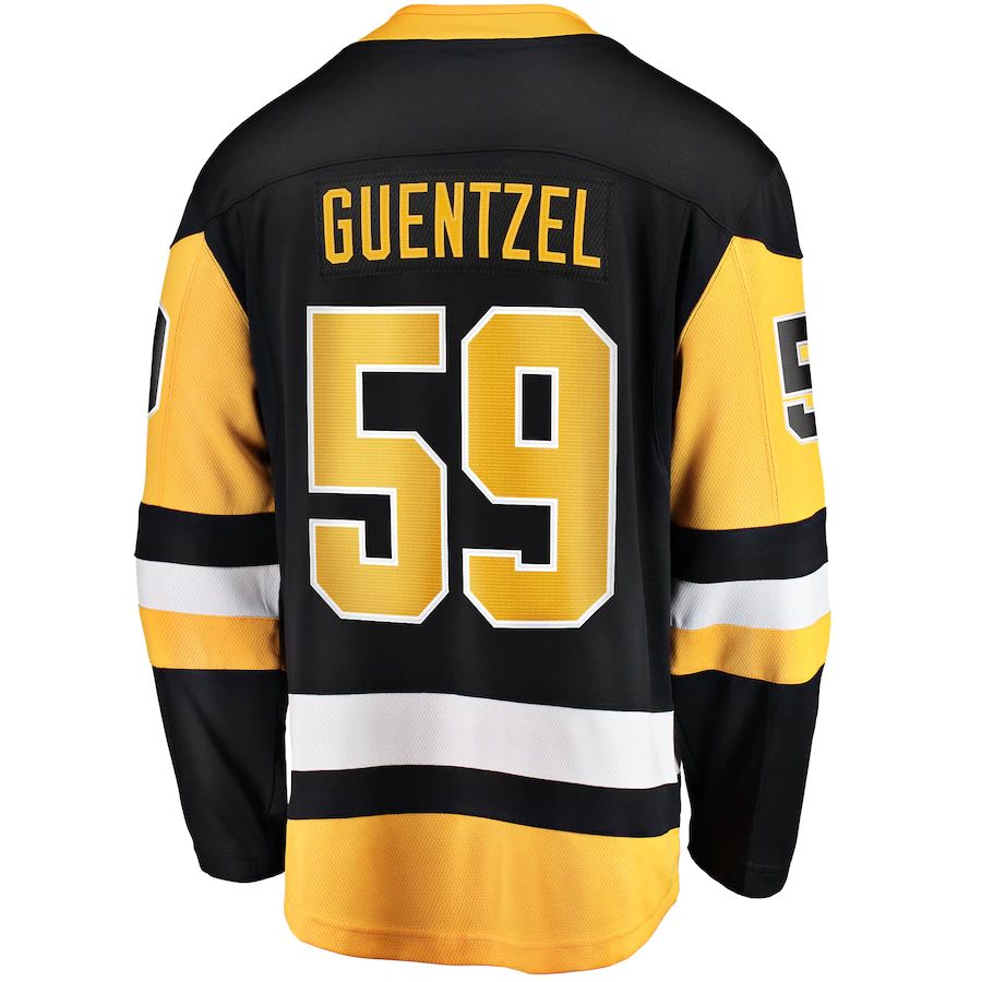 P.Penguins #59 Jake Guentzel Supporters Branded Home Premier Breakaway Player Jersey Black Stitched American Hockey Jerseys