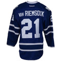 T.Maple Leafs #21 James van Riemsdyk Supporters Authentic Game-Used from the 2015-16 Season Blue Stitched American Hockey Jerseys