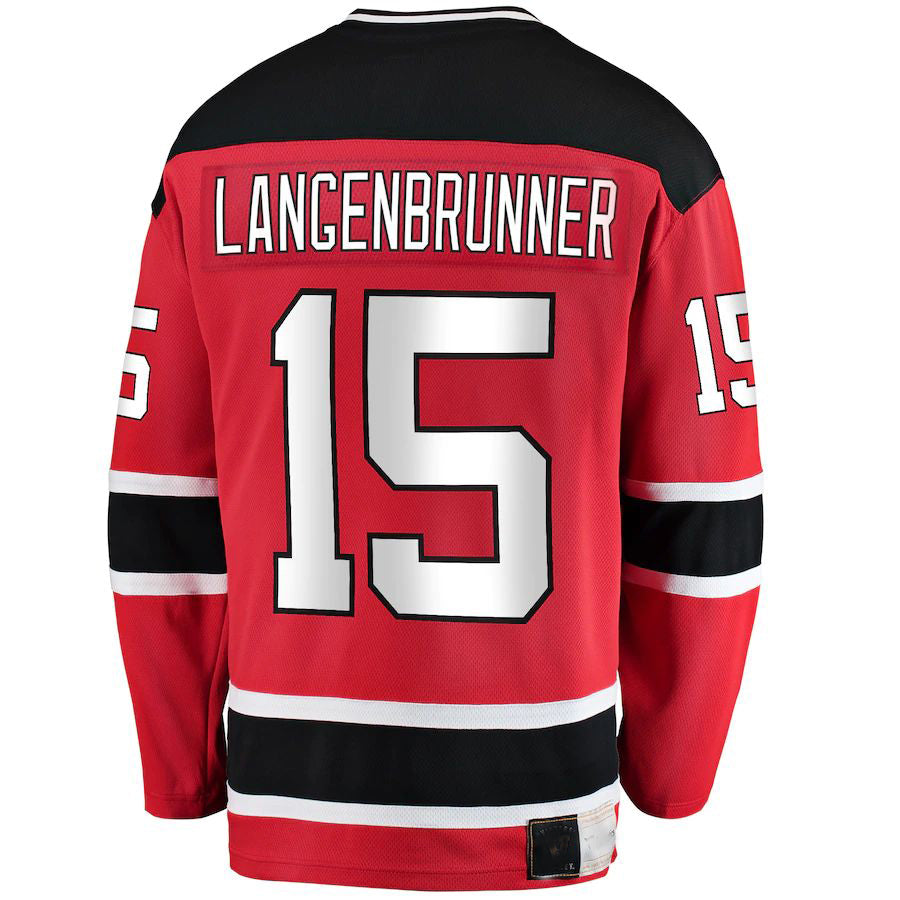 NJ.Devils #15 Jamie Langenbrunner Supporters Branded Premier Breakaway Retired Player Jersey Red Stitched American Hockey Jerseys