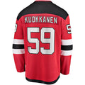 NJ.Devils #59 Janne Kuokkanen Supporters Branded Home Breakaway Player Jersey Red Stitched American Hockey Jerseys