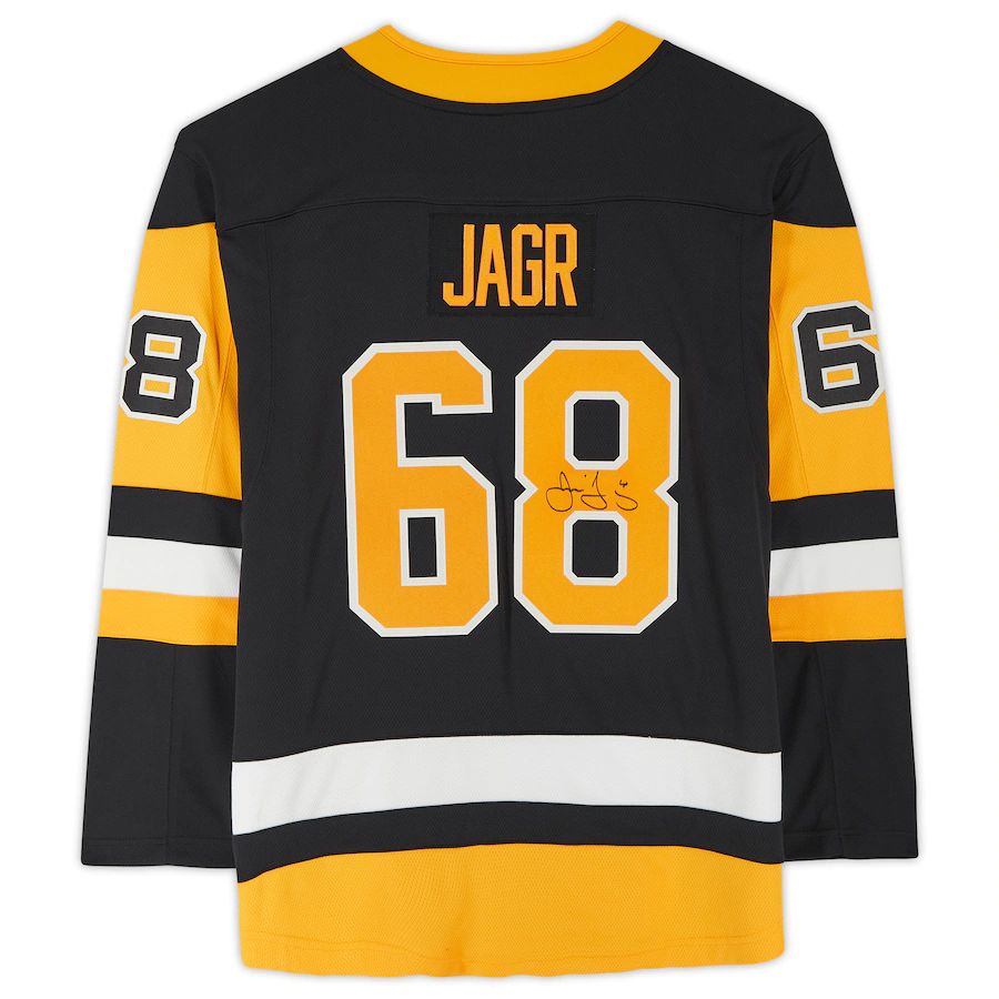P.Penguins #68 Jaromir Jagr Supporters Authentic Autographed Supporters Breakaway Jersey Black Stitched American Hockey Jerseys
