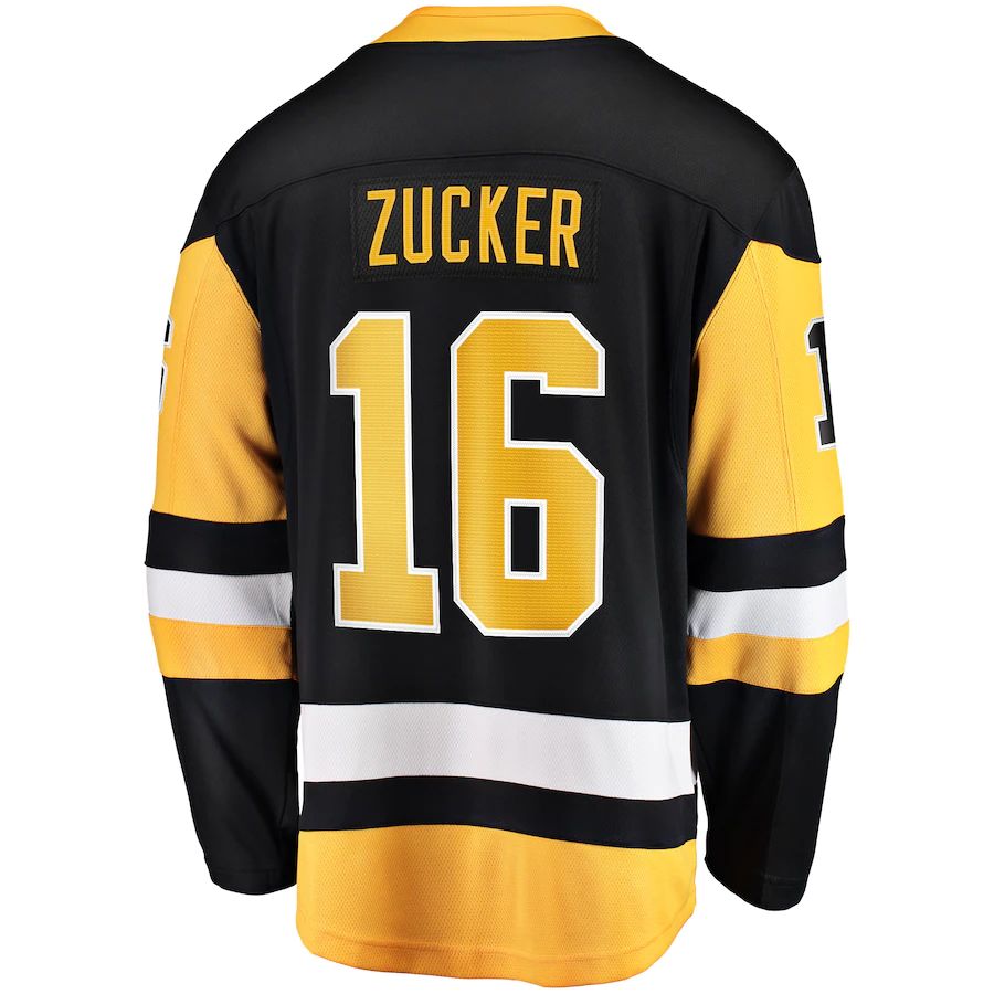 P.Penguins #16 Jason Zucker Pittsburgh Penguins Supporters Branded Breakaway Player Jersey Black Stitched American Hockey Jerseys