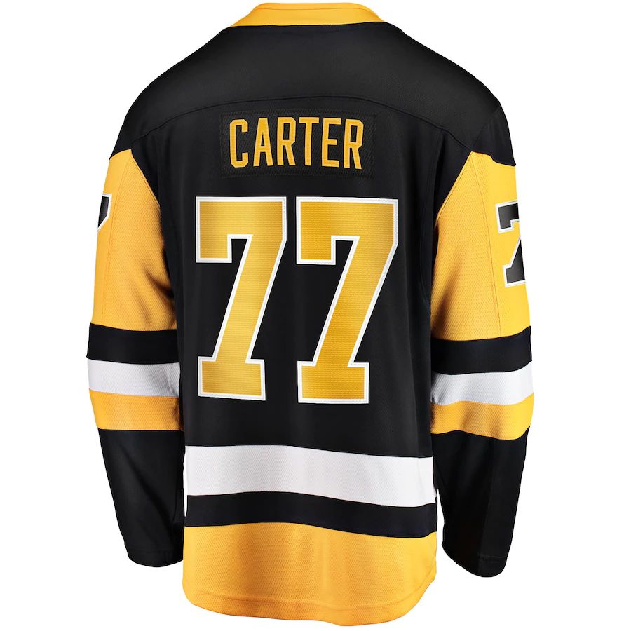 P.Penguins #77 Jeff Carter Supporters Branded 2017-18 Home Breakaway Replica Jersey  Black Stitched American Hockey Jerseys