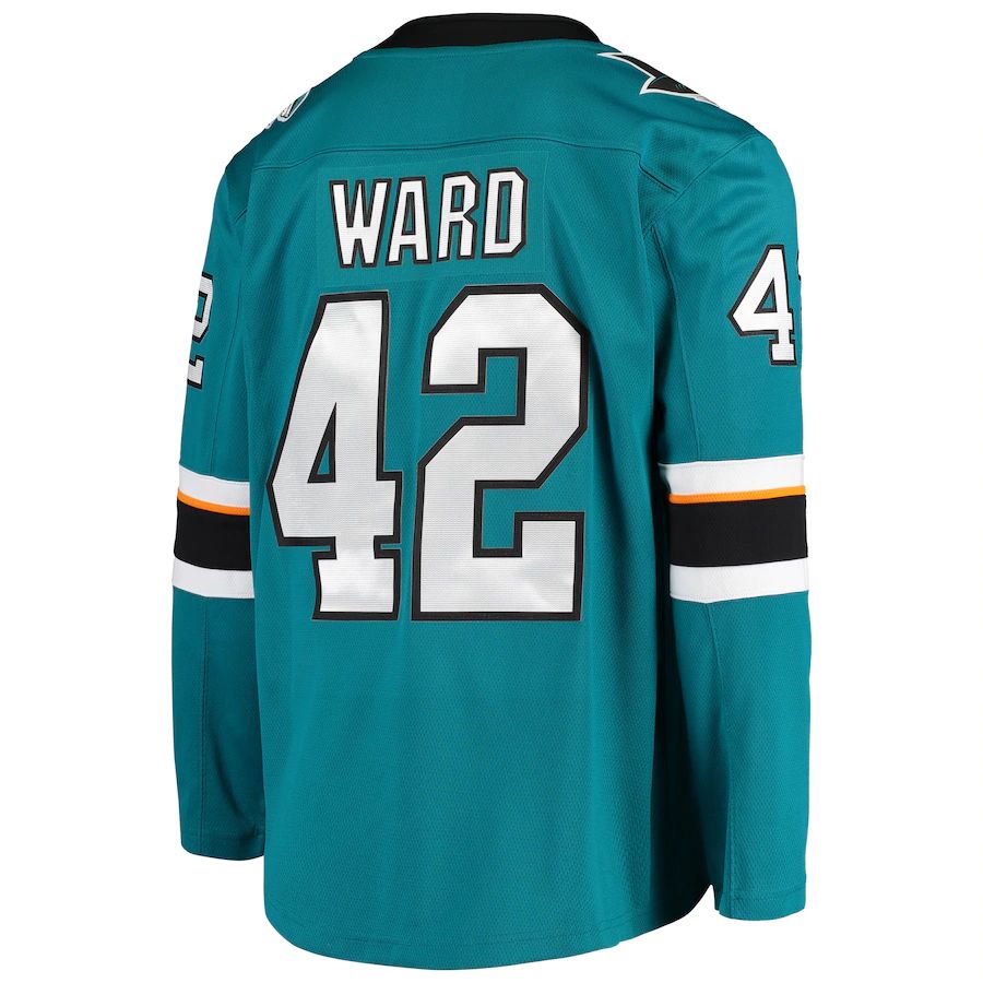SJ.Sharks #42 Joel Ward Supporters Branded Breakaway Home Player Jersey Teal Stitched American Hockey Jerseys
