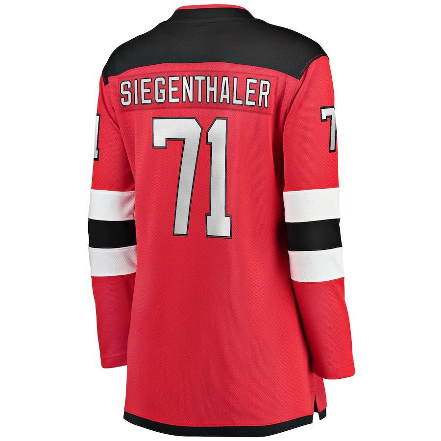 NJ.Devils #71 Jonas Siegenthaler Supporters Branded Home Breakaway Player Jersey Red Stitched American Hockey Jerseys
