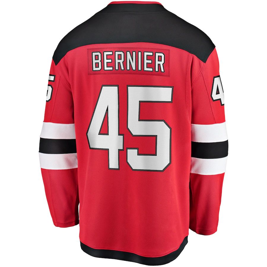 NJ.Devils #45 Jonathan Bernier Supporters Branded Breakaway Player Jersey Red Stitched American Hockey Jerseys