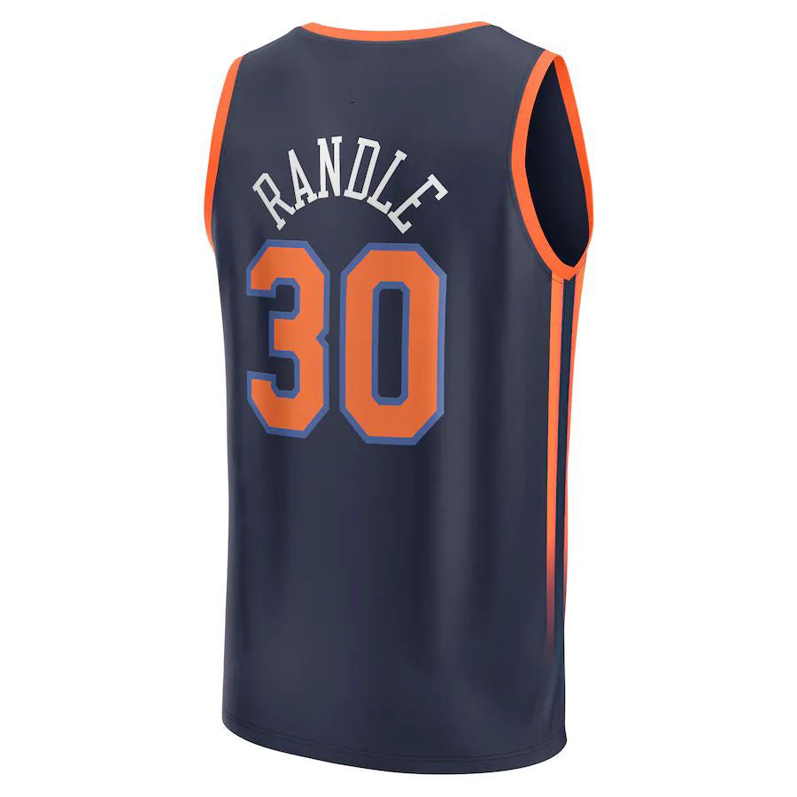 NY.Knicks #30 Julius Randle Supporters Branded  2022-23 Fast Break Player Jersey Navy  Statement Edition Stitched American Basketball Jersey