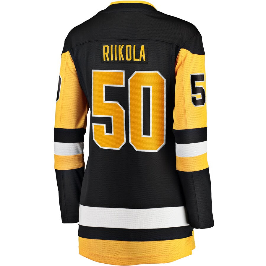 P.Penguins #50 Juuso Riikola Supporters Branded Women's Home Breakaway Player Jersey Black Stitched American Hockey Jerseys