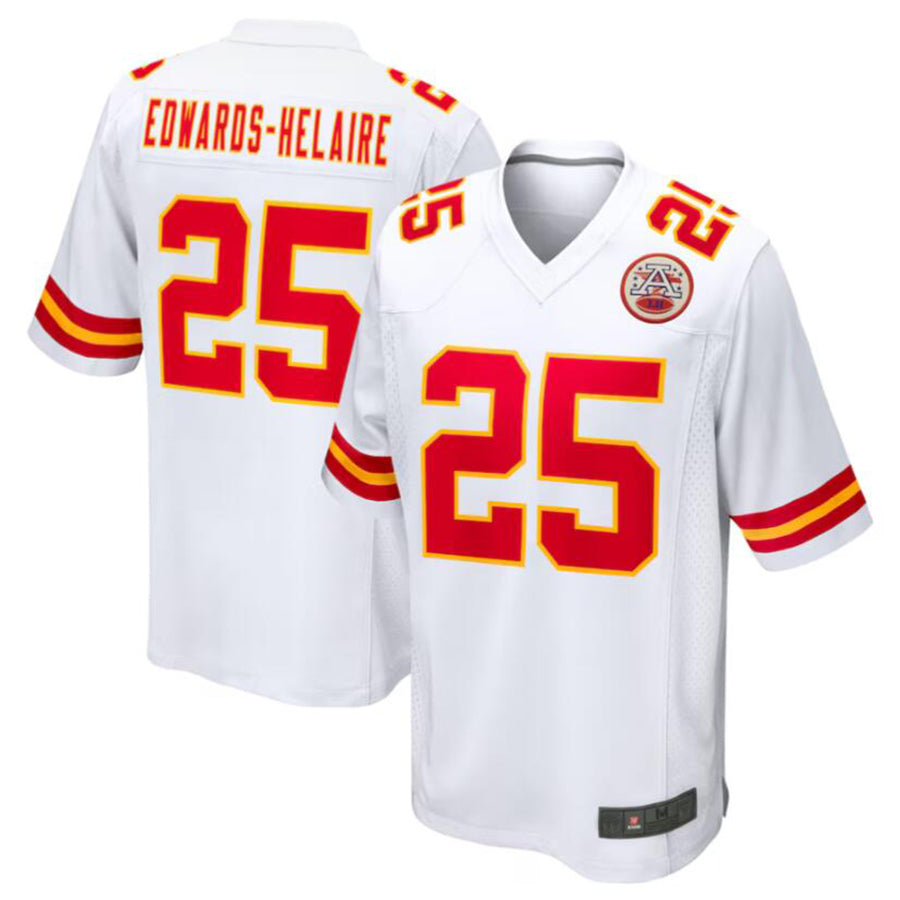 Custom #25 White KC Football Shirt Top