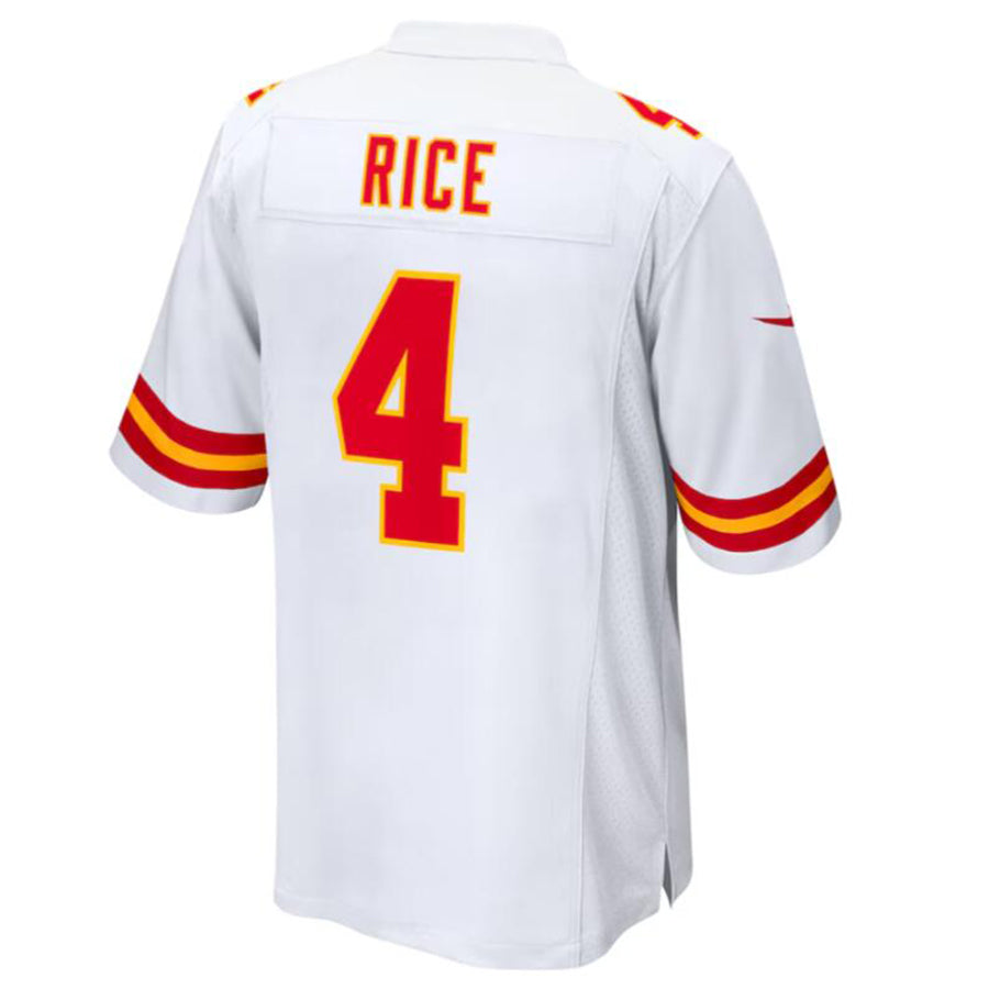 Custom #4 White KC Football Shirt Top