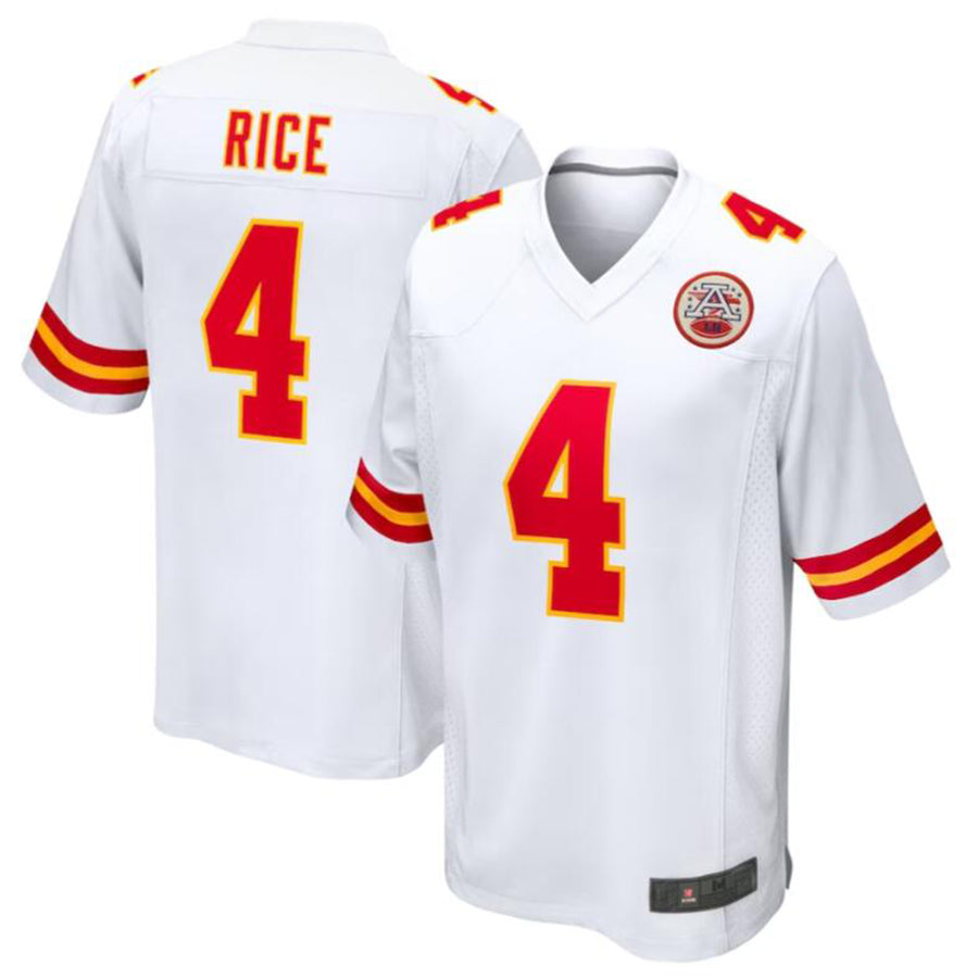 Custom #4 White KC Football Shirt Top
