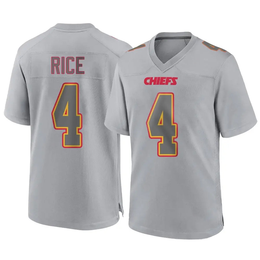 Custom #4 Gray KC Football Shirt Top