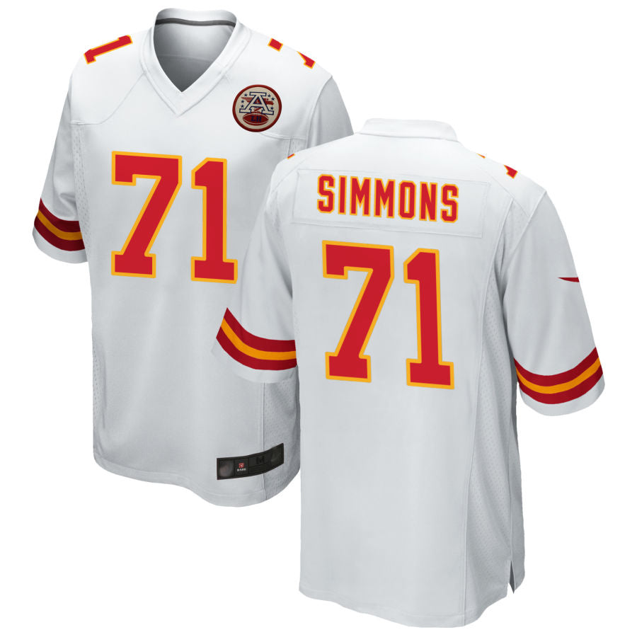 Custom #71 White KC Football Shirt Top