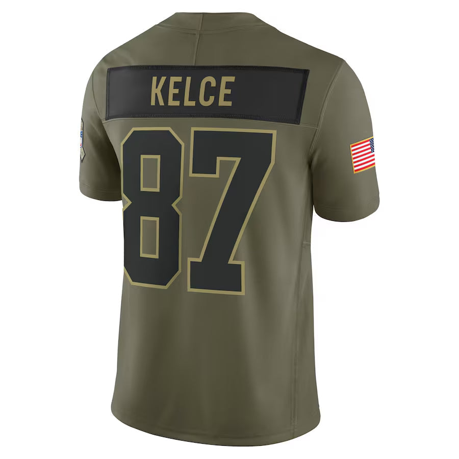 Custom #87 Olive KC Football Shirt Top