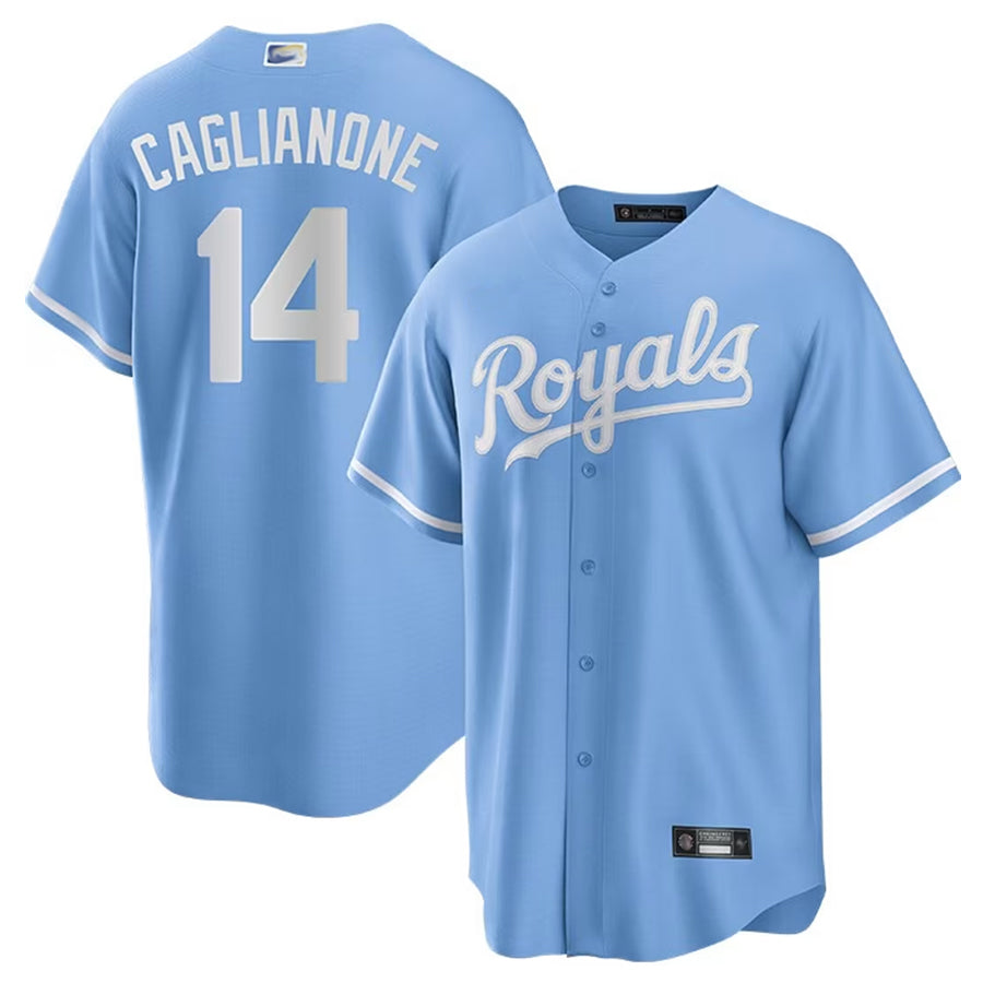Custom #14 Light Blue KC Baseball Shirt Top