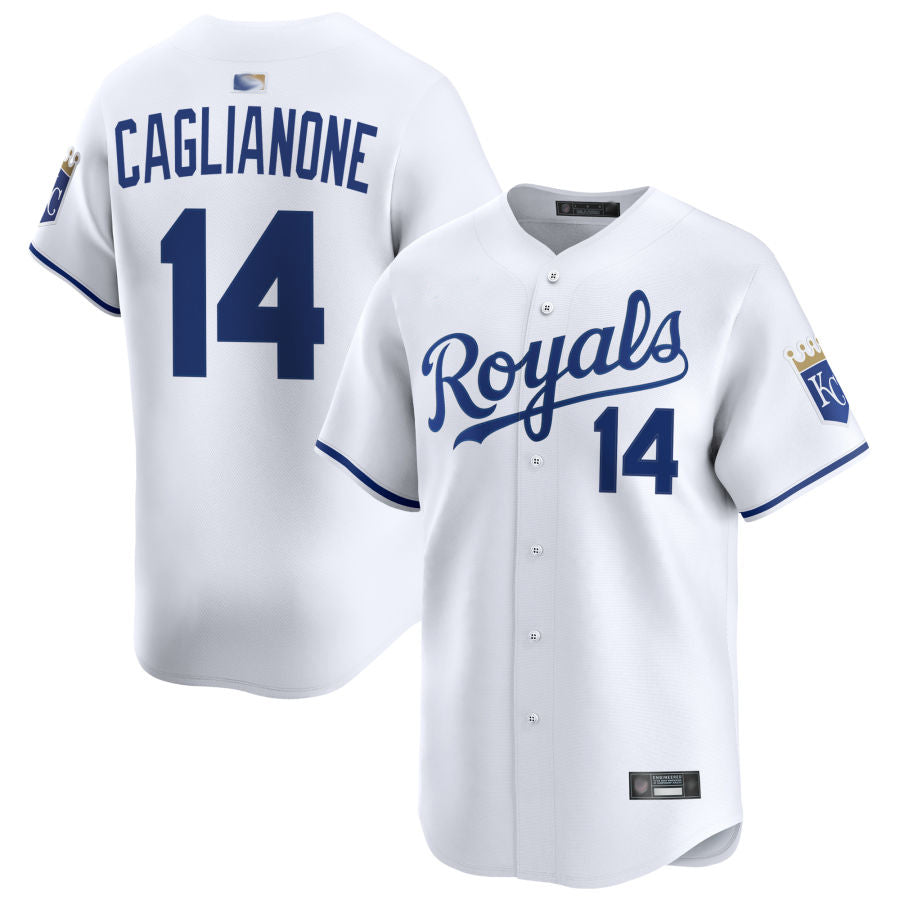Custom #14 White KC Baseball Shirt Top