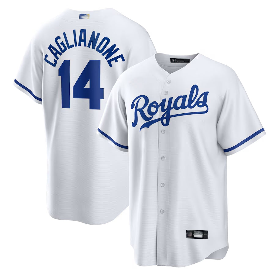 Custom #14 White KC Baseball Shirt Top
