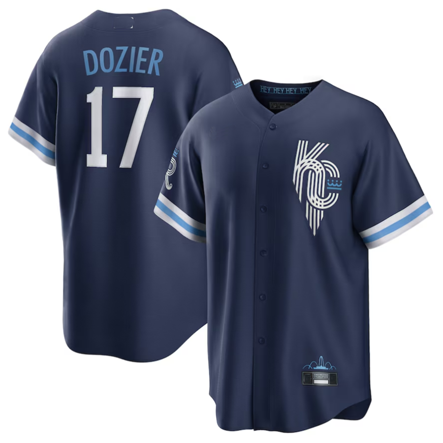 Custom #17 Navy City Connect KC Baseball Shirt Top
