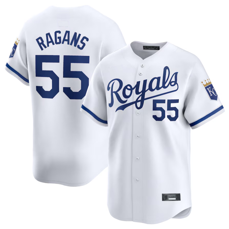 Custom #55 White KC Baseball Shirt Top