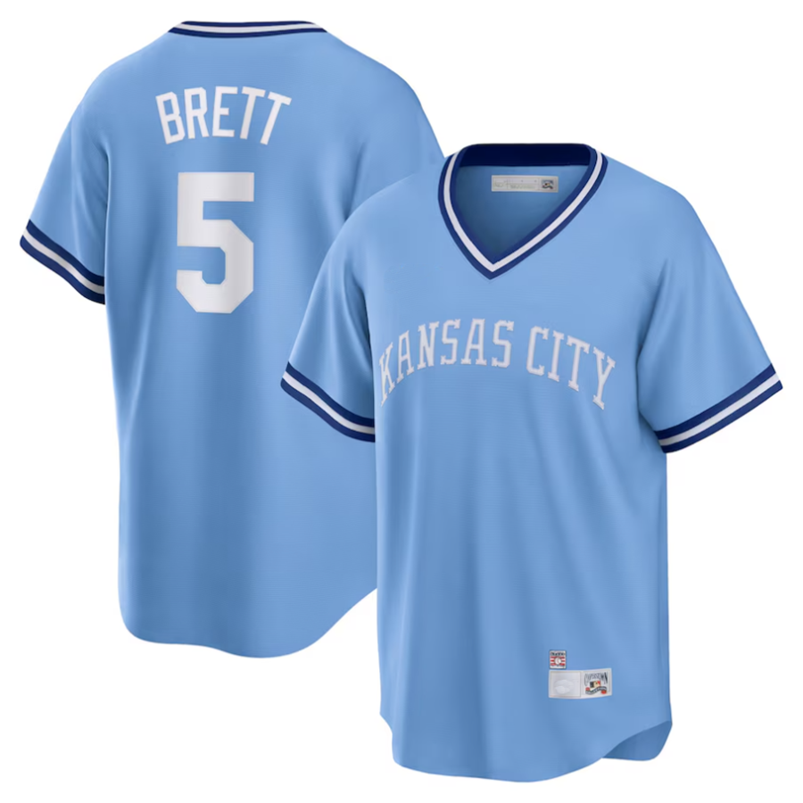 Custom #5 Light Blue KC Baseball Shirt Top