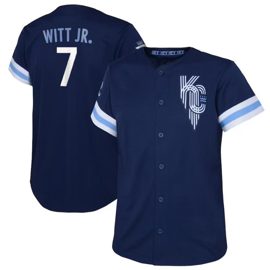 Custom #7 Navy City Connect KC Baseball Shirt Top