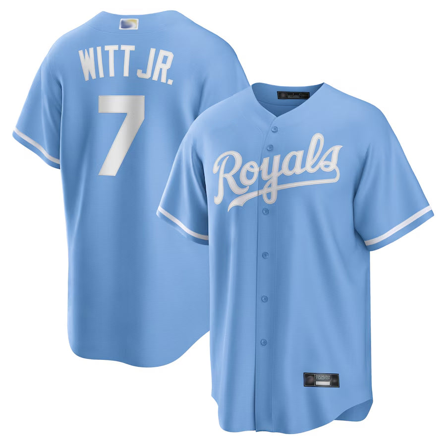 Custom #7 Light Blue KC Baseball Shirt Top