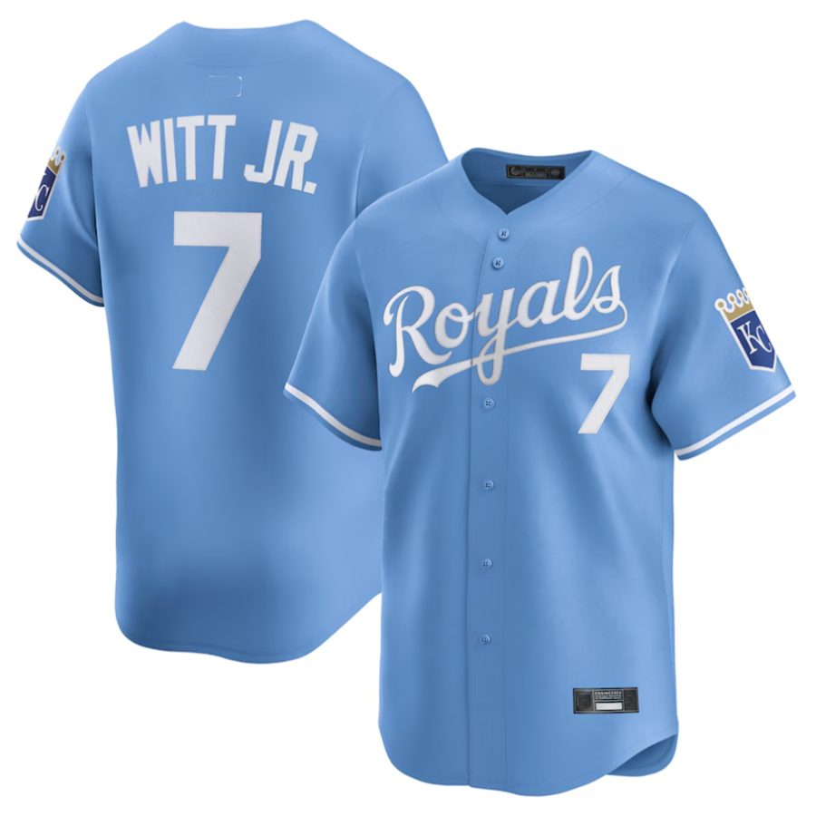 Custom #7 Light Blue KC Baseball Shirt Top