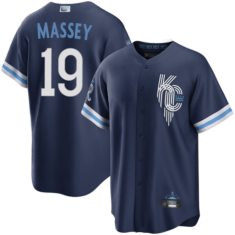 Custom #19 Navy City Connect KC Baseball Shirt Top