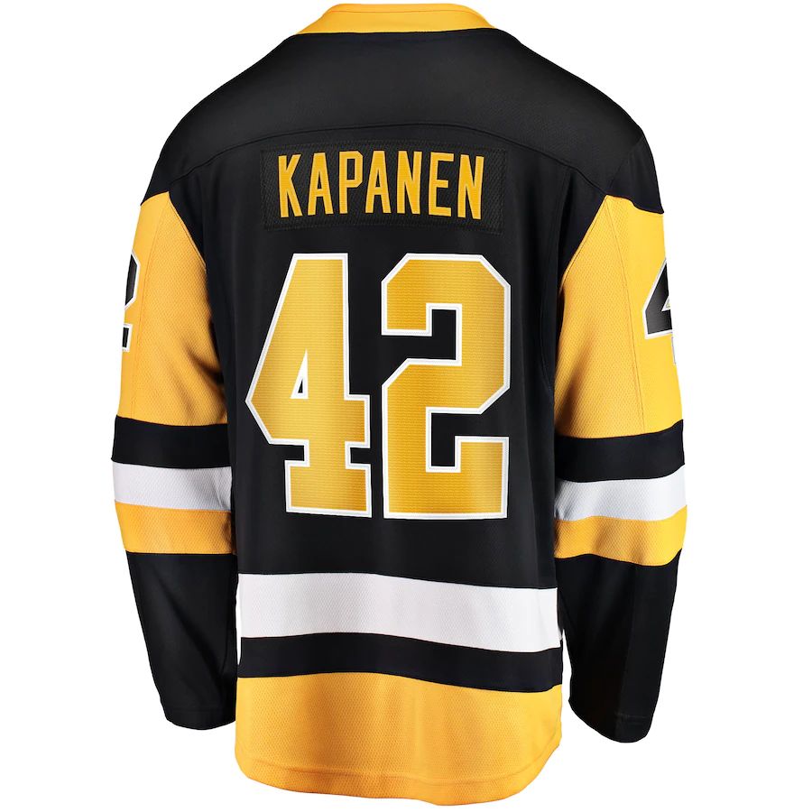 P.Penguins #42 Kasperi Kapanen Supporters Branded Home Breakaway Jersey Black Stitched American Hockey Jerseys