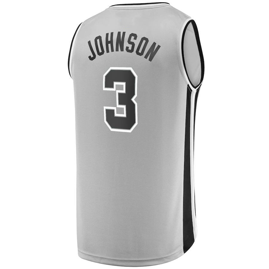 S.Antonio Spurs #3 Keldon Johnson Supporters Branded  Fast Break Replica Jersey Silver Statement Edition Stitched American Basketball Jersey