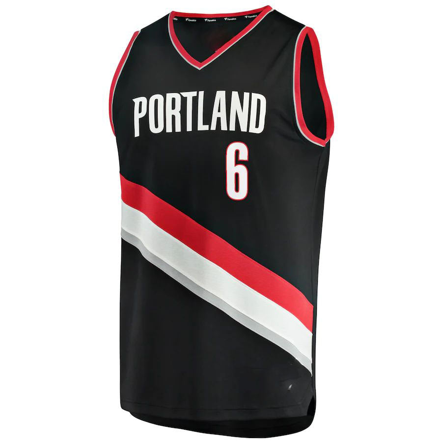 P.Trail Blazers #6 Keon Johnson Supporters Branded  2021=-22 Fast Break Replica Jersey Icon Edition Black Stitched American Basketball Jersey