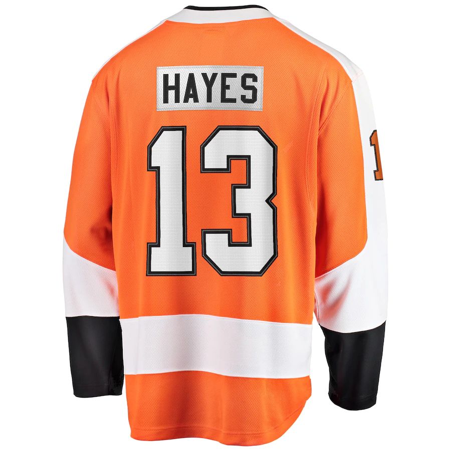 P.Flyers #13 Kevin Hayes Supporters Branded Home Premier Breakaway Player Jersey Orange Stitched American Hockey Jerseys