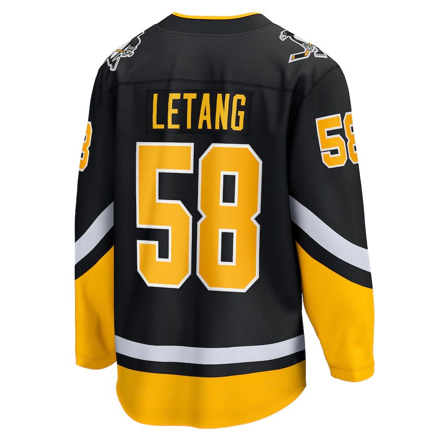 P.Penguins #58 Kris Letang Supporters Branded 2021-22 Alternate Premier Breakaway Player Jersey  Black Stitched American Hockey Jerseys